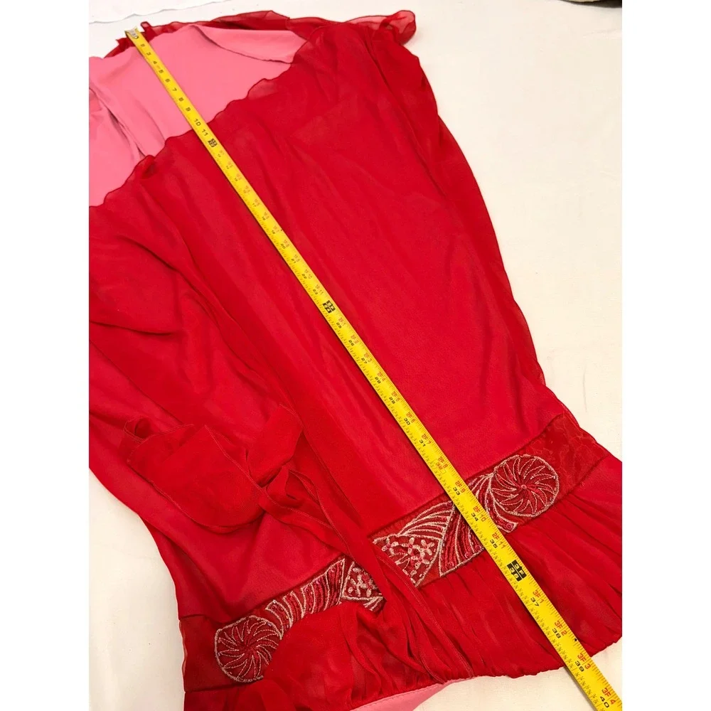City Triangles Gorgeous Vintage Red Halter Gown with red beaded detailing